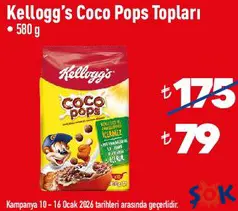 KELLOGG'S COCO POPS MISIR GEVREĞİ 580 GR fiyat ve kampanya bilgisi